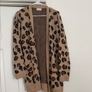 Pink Lily Leopard Pattern Cardigan